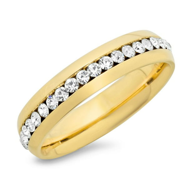 18K GOLD FILLED SIMULATED DIAMOND ANNIVERSARY ETERNITY WEDDING LADIES SOLID RING